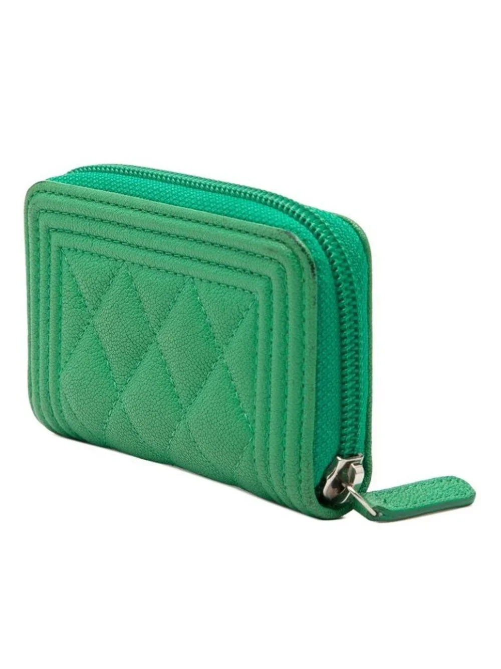 Chanel CC Logo Boy Coin Purse Green Caviar Leather - Picture 2 of 7